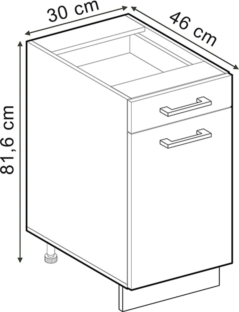 Caisson de Cuisine Bas 30cm Vicco R-Line Gris et Plan de Travail Chêne - 2