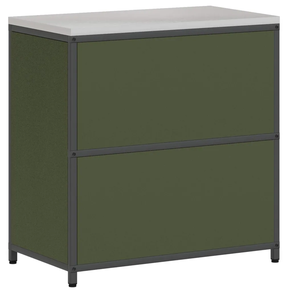 Meuble bas de cuisine Vert Olive 92cm - Desserte fixe en Acier Premium