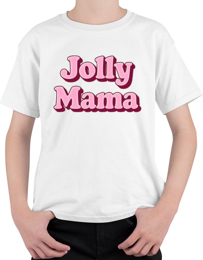 Jolly Mama Geschenk für Mama Muttertag Retro Schriftzug Pink Uni Kinder T-Shirt, Weiß, 152