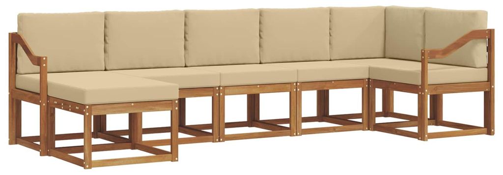 vidaXL Outdoor-Sofagarnitur mit Kissen 7 pcs Natur und Beige