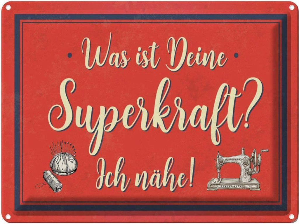 vianmo Blechschild 30x40 cm was deine Superkraft ich nähe Spruch Zitat