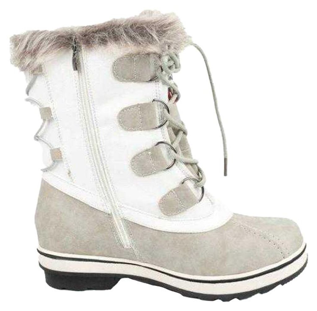 Geographical Norway - Schneestiefel für Damen, Ökologisches Leder PP12791 (38 EU) (Weiß/Beige)