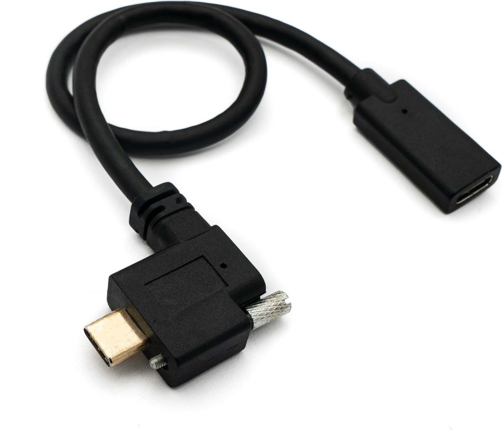 SYSTEM-S USB 3.1 Kabel 30 cm Typ C Stecker zu Buchse Schraube Winkel Adapter in Schwarz