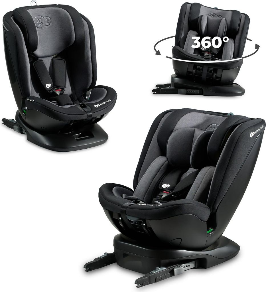 Kinderkraft XPEDITION 2 i-Size Kindersitz 40-150 cm - 4in1 Kombi-Sitz - 360° drehbar - ISOFIX & TOP TETHER - ab Geburt bis 12 Jahre - Schwarz