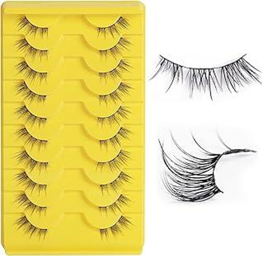 7 Paare Lashes Cat Eye,11mm Fake Wimpern,Halbe Wimpern,Natürliches Aussehen,Angenehm zu Tragen,Wiederverwendbar,Geeignet für Den Alltag,Hochzeite...