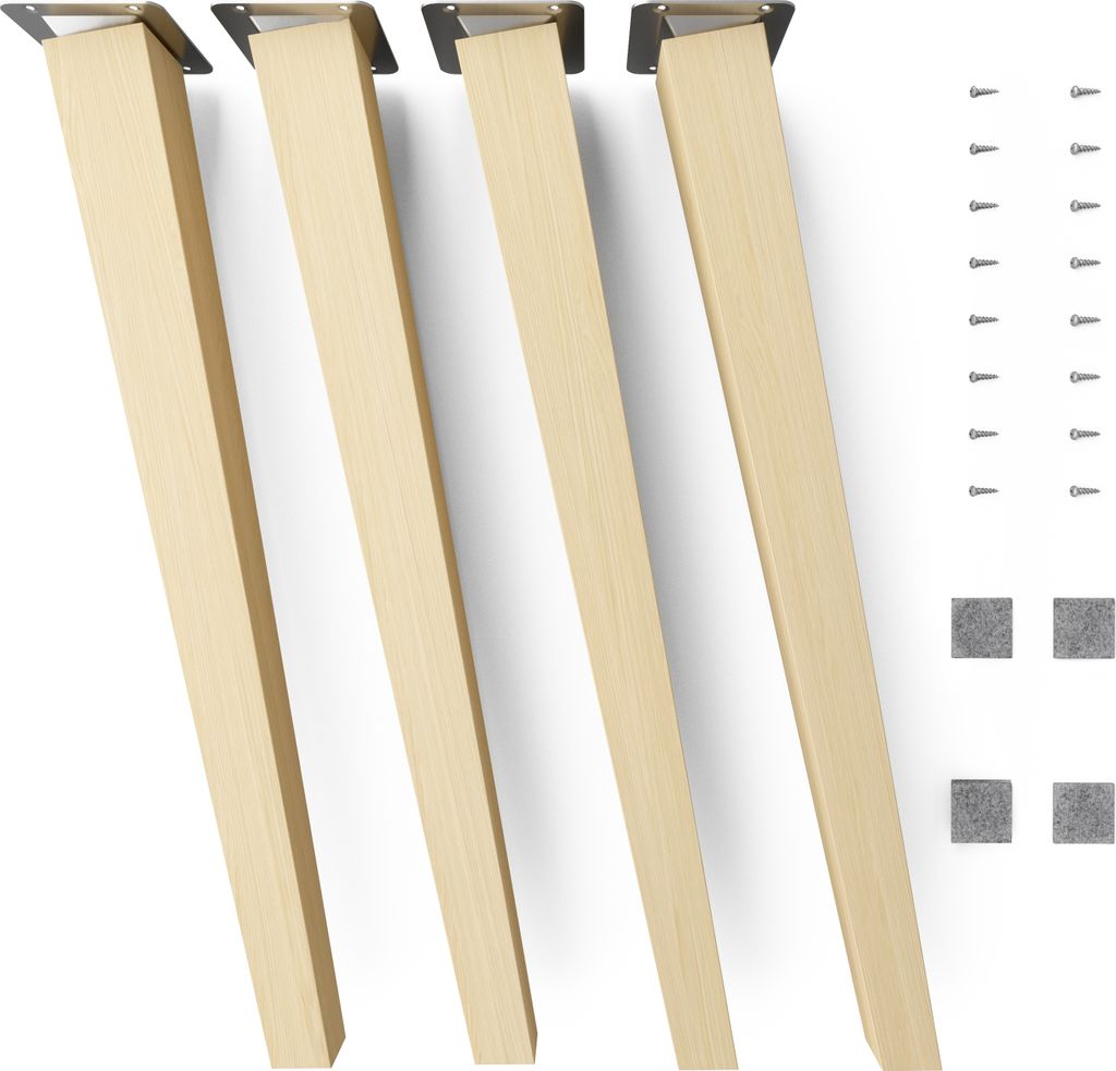 4x sossai Holzfüße eckig - schräge Ausführung 45cm Buche Produktbild 