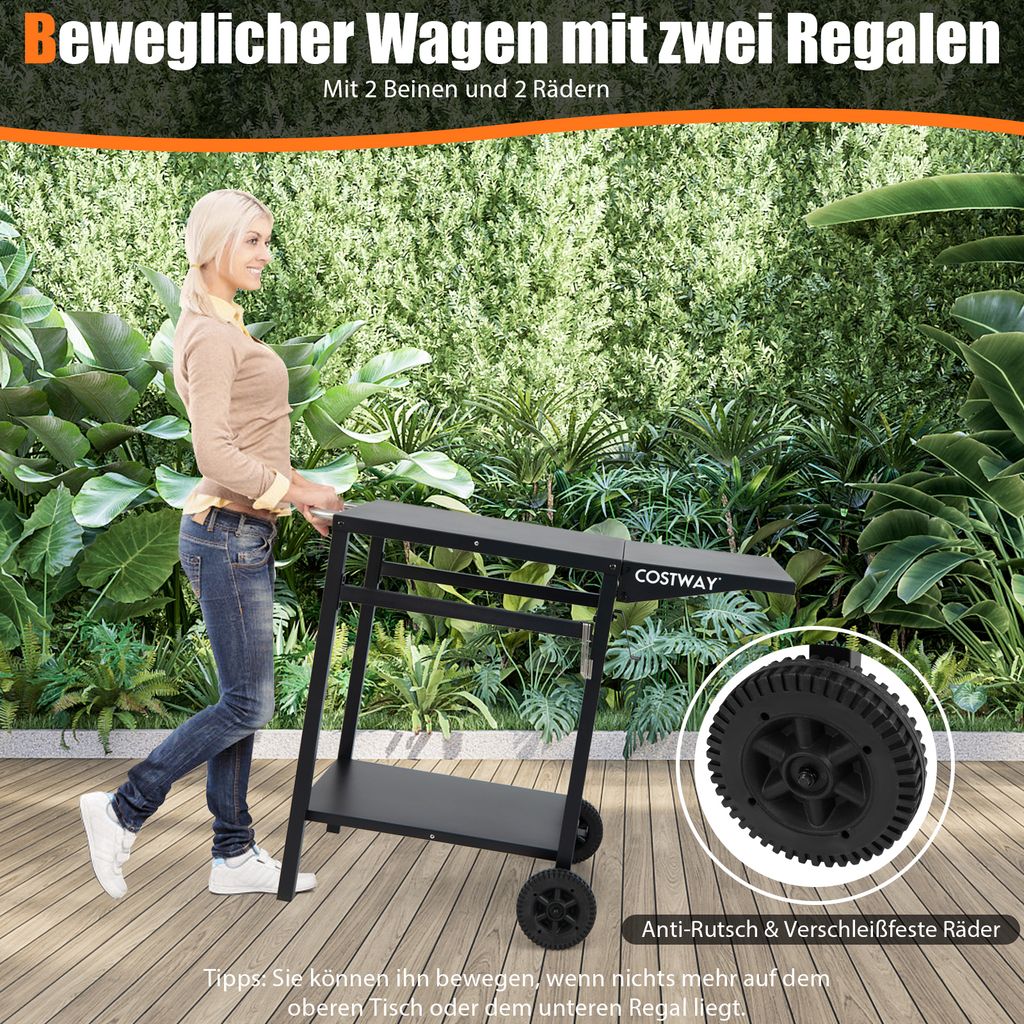 COSTWAY Grilltisch mit klappbarer Tischplatte, Beweglicher Produktbild 6