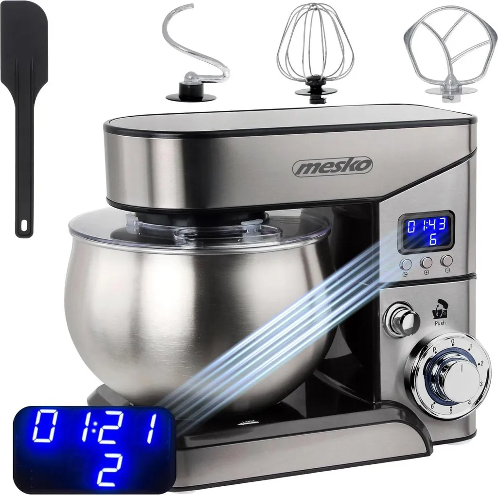 Robot Pâtissier Mesko 5L Argent - Pétrissage Facile - 6 Vitesses Rapide