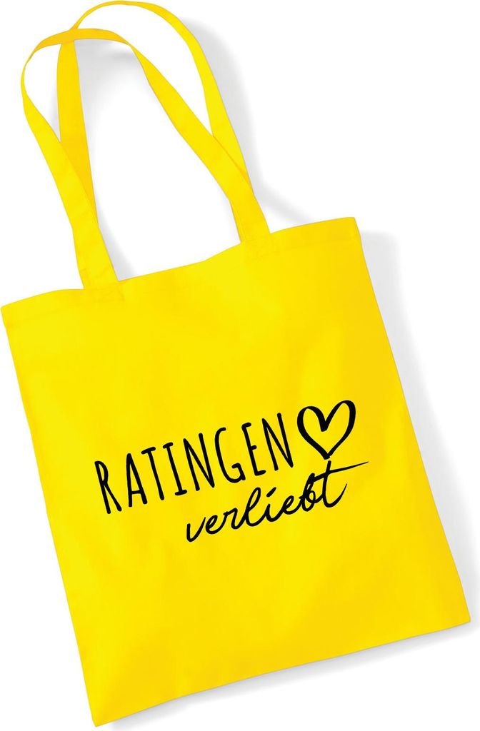 Huuraa Jutebeutel Ratingen verliebt 10 Liter Yellow Baumwolle Tasche Geschenkidee