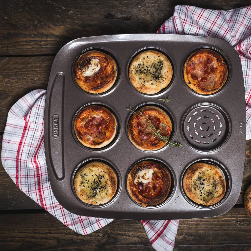 Moule Pyrex Asimetria anti-adhésif 9 compartiments mini pizzas 16 cm - 3