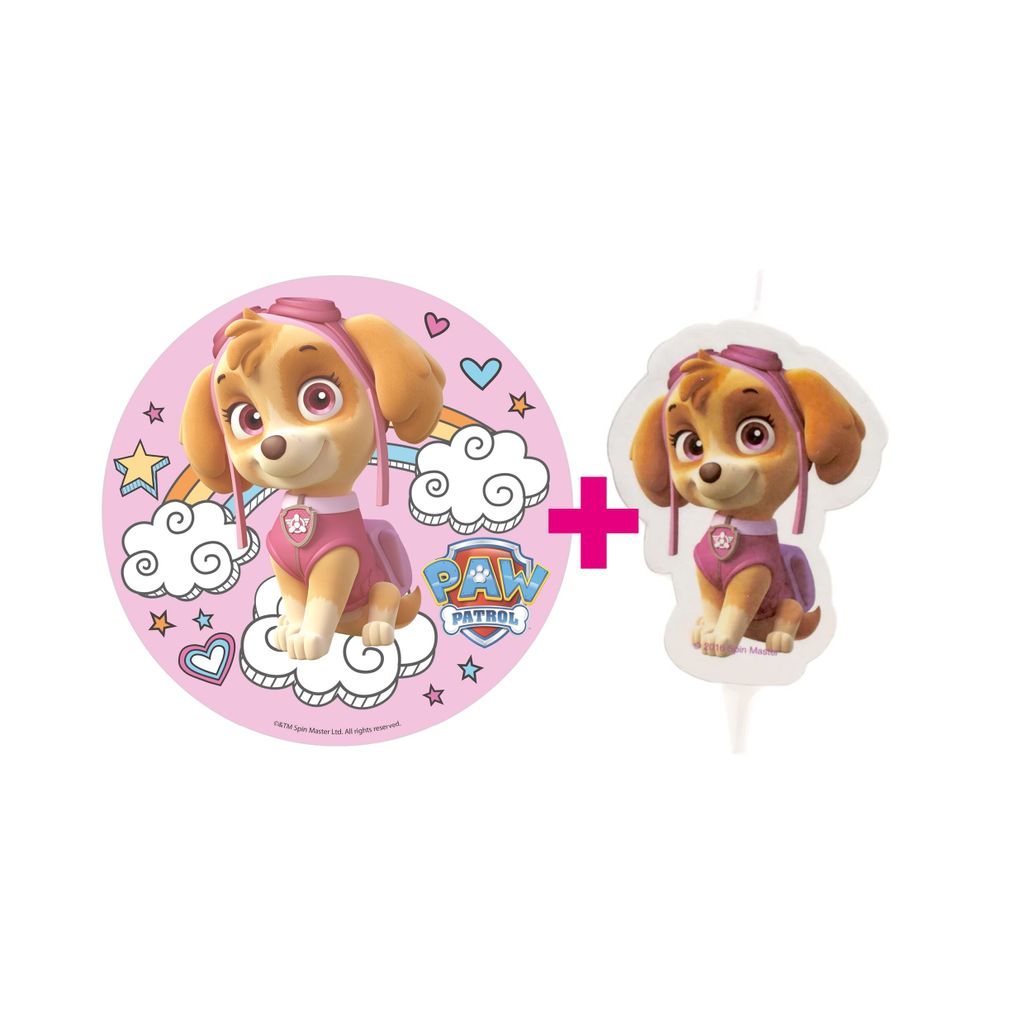 2er Set Paw Patrol Skye Tortenaufleger & Skye Kerze Produktbild 