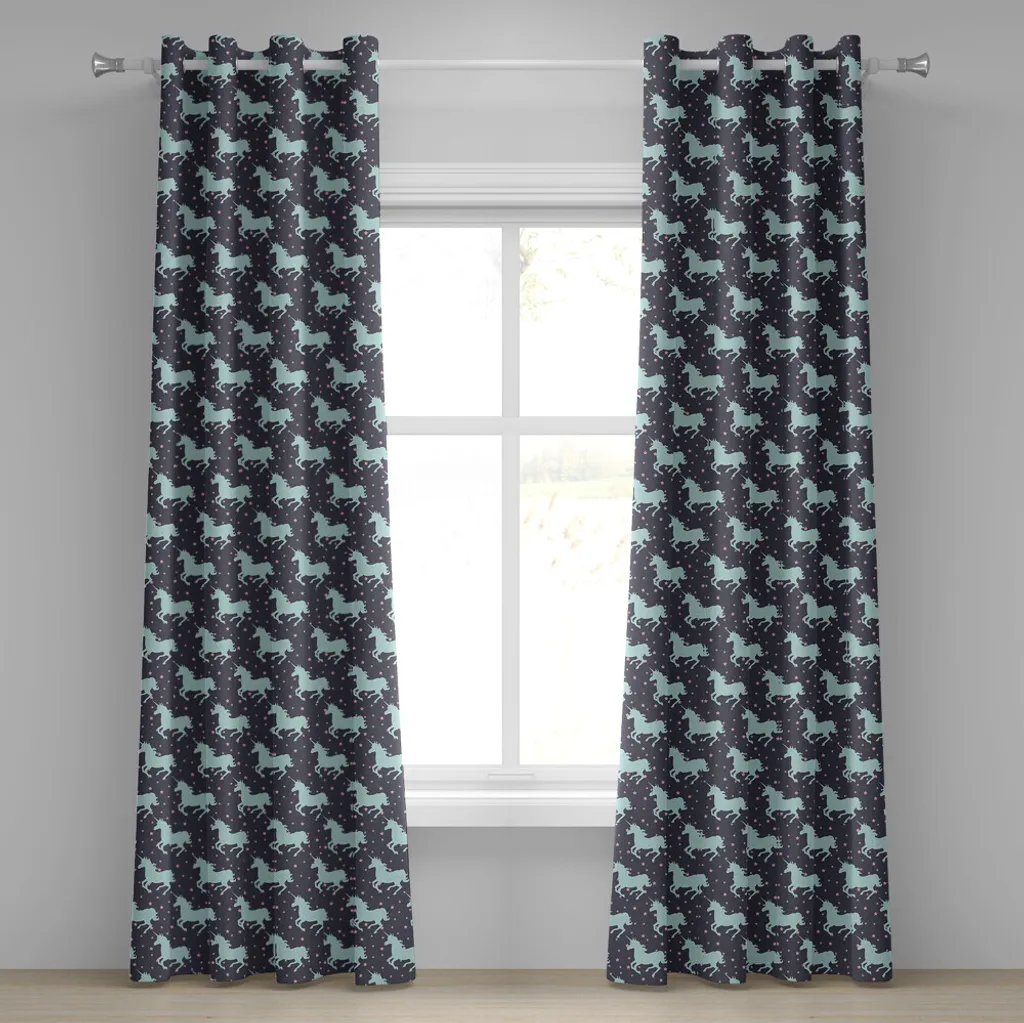 Paire de rideaux décoratifs licorne pour chambre d'enfant 280x175 cm