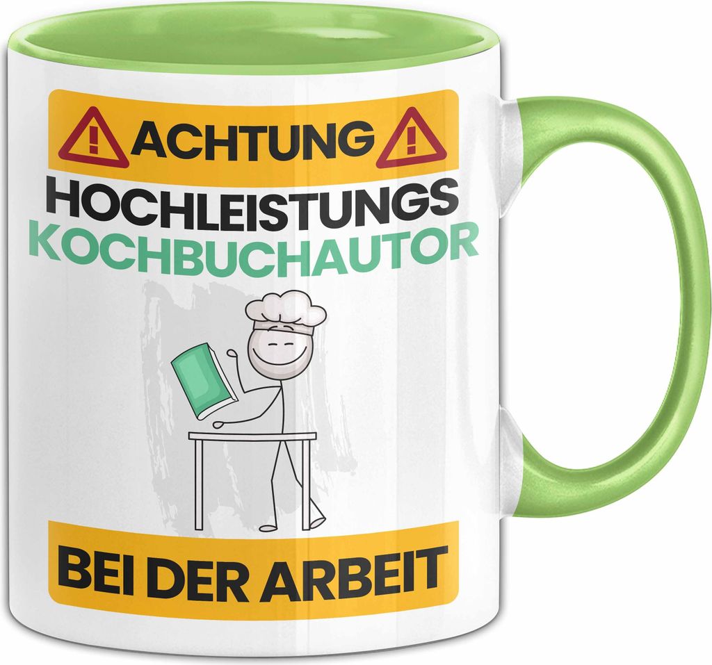 Kochbuchautor Tasse Geschenk Lustiger Spruch Geschenkidee für Kochbuchautor Achtung Hochleistungs Kochbuchautor Bei Der Arbeit (Grün)