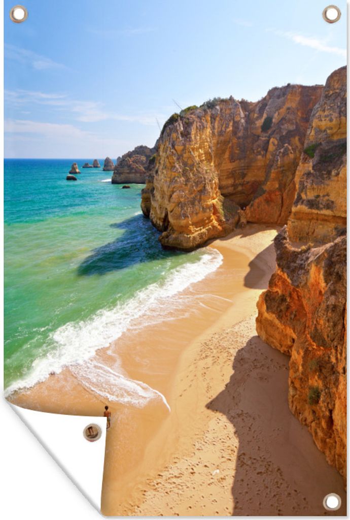 MuchoWow 80x120 cm Outdoor-Poster Gartendeko Sichtschutz Garten Poster für den Garten Blick auf den Strand Praia Dona Ana in Lagos, Portugal