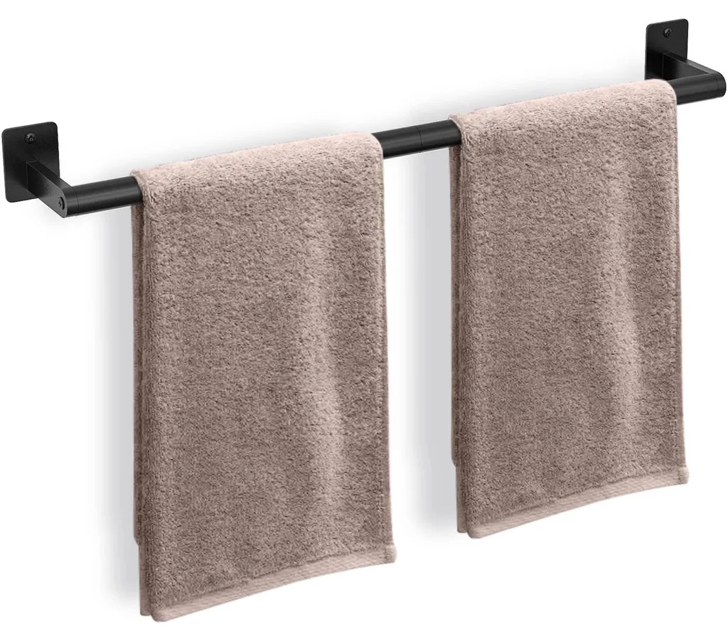 Porte-serviette métal noir mat 24 pouces avec finition anti-rouille