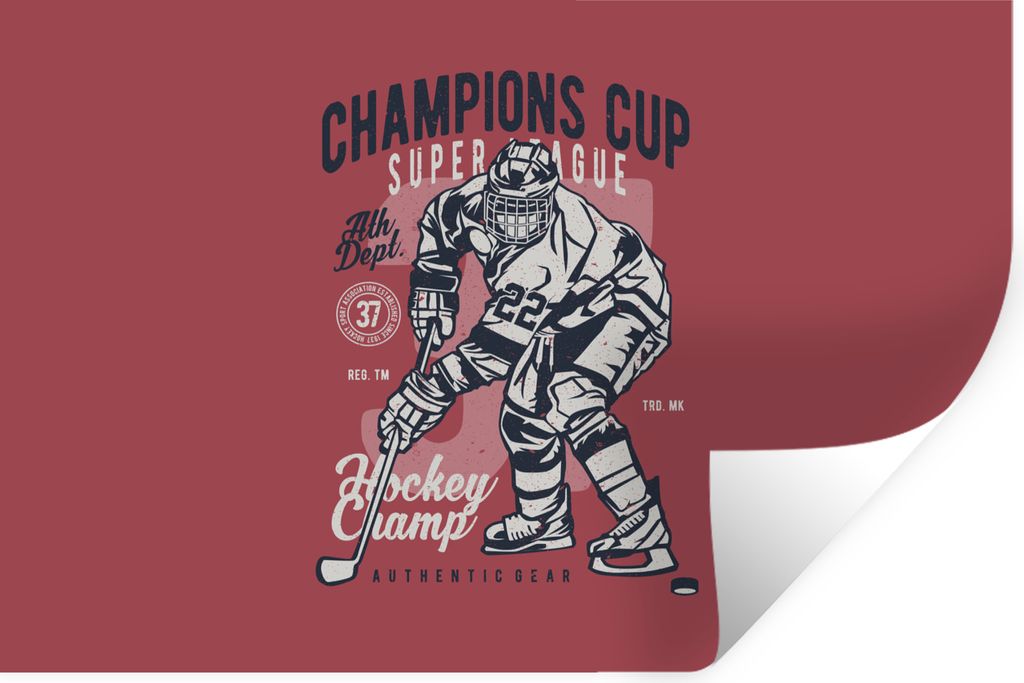 MuchoWow Wandtattoo Wandsticker Wandaufkleber Eishockey-Schlittschuhe - Sport - Vintage 120x80 cm Selbstklebend und Repositionierbar - Selbstkleb...