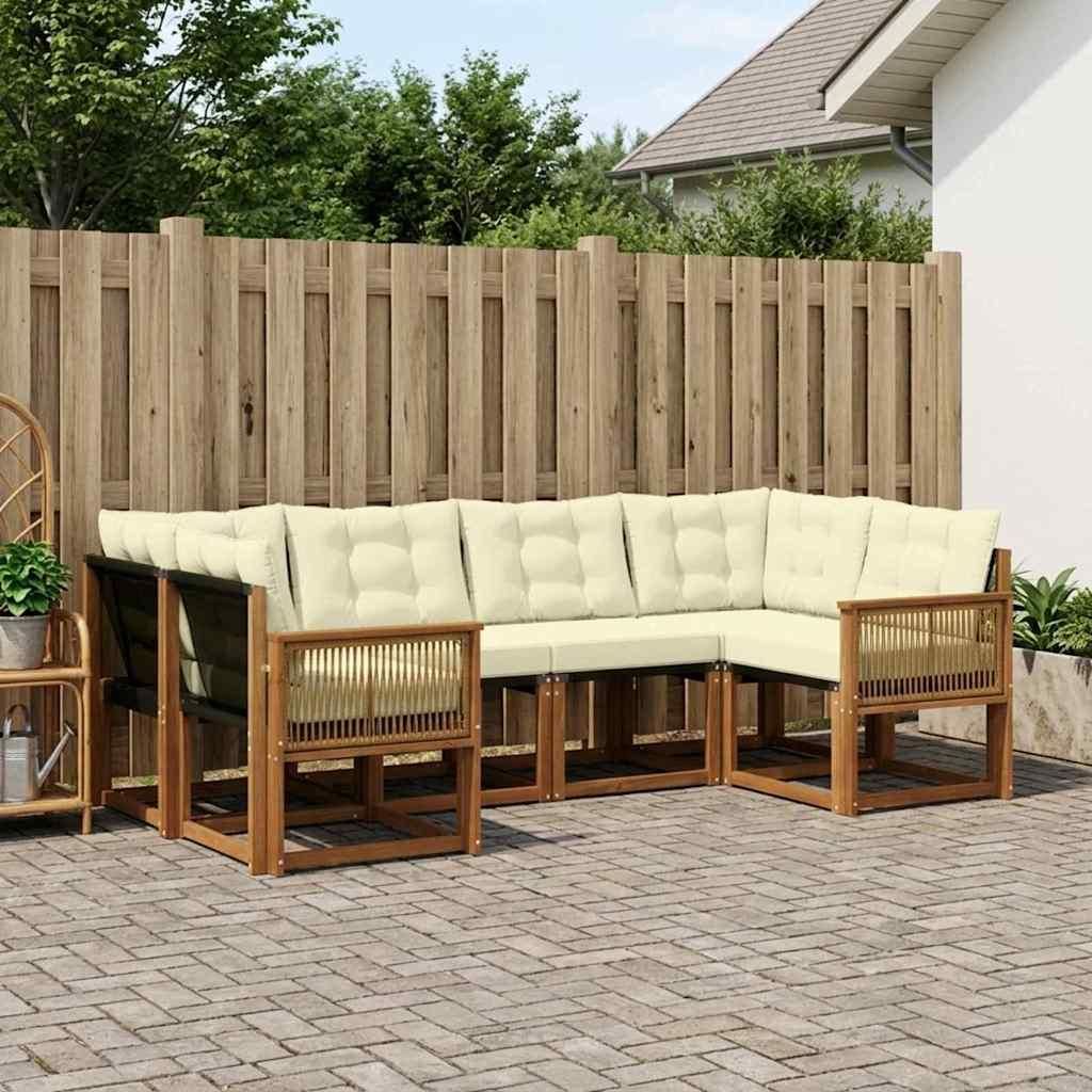 Möbel Outdoor-Sofagarnitur mit Kissen 6 pcs Natur und CremeGartensofas - Gartensofas c696