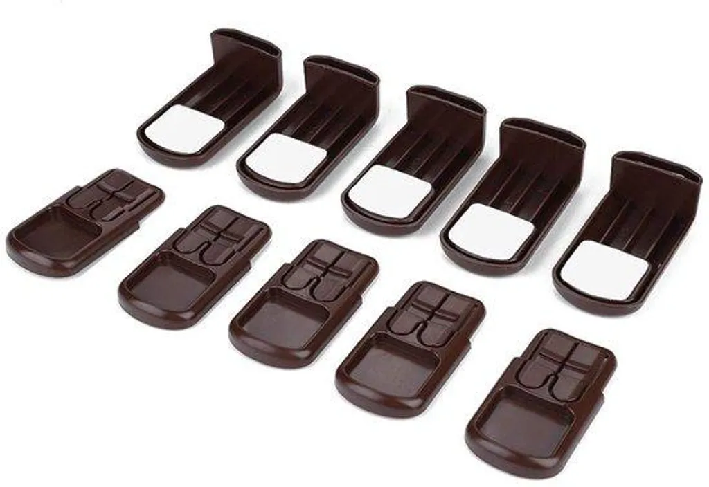 Lot de 5 verrous de sécurité bébé marron pour tiroirs et armoires bois