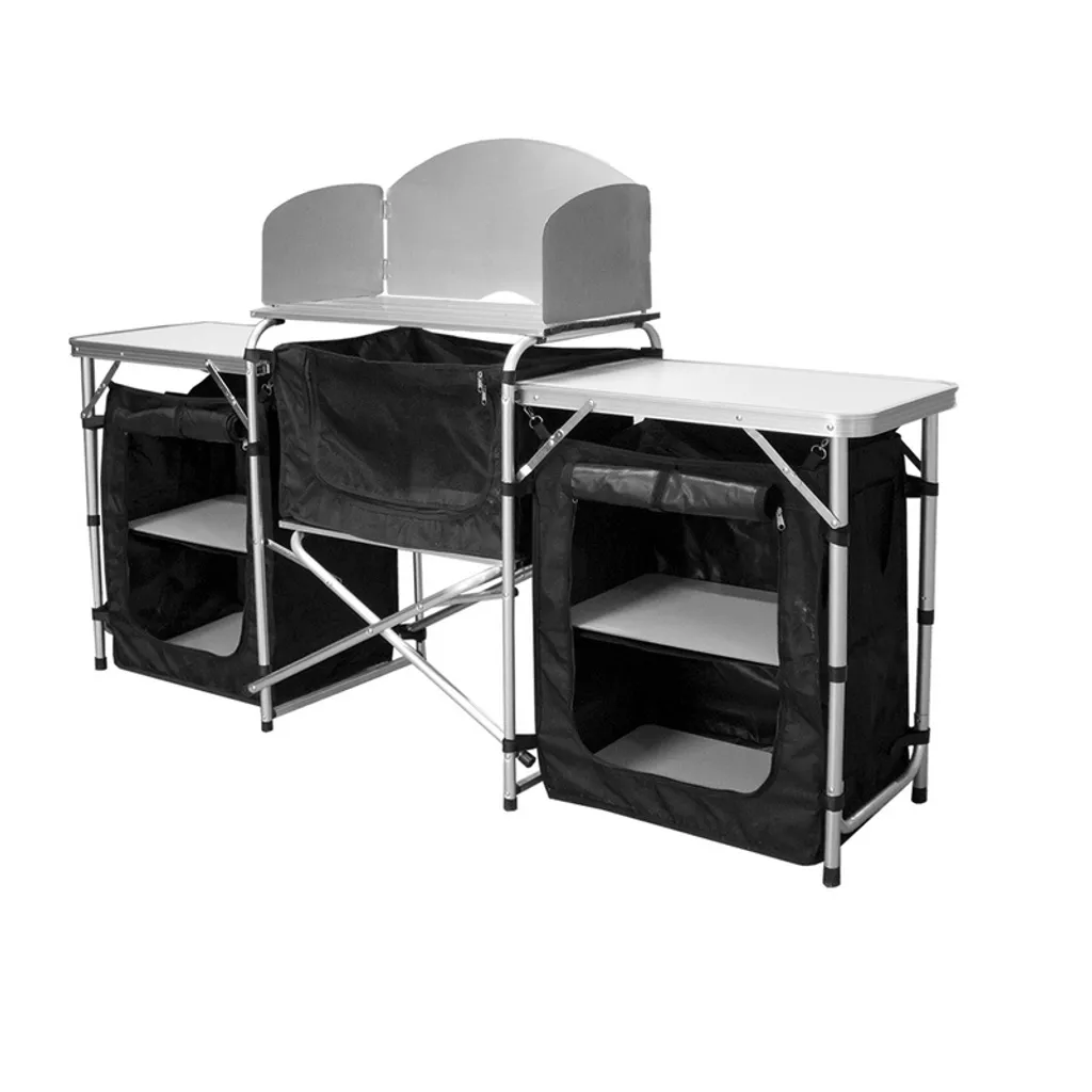 Meuble Cuisine Camping Stable avec Paravent Anti-Vent et Éclaboussure