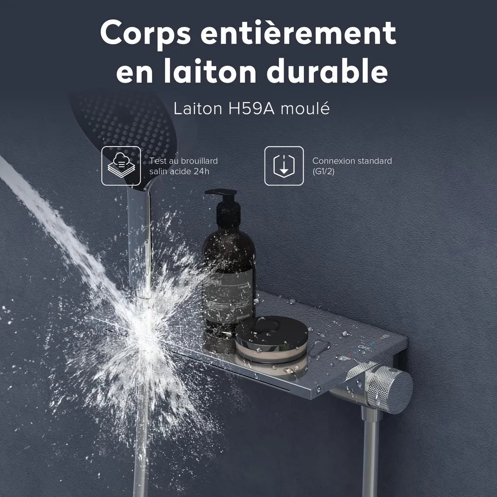 Colonne de Douche avec Robinet Cascade Baignoire et Douchette 4 Jets - 2