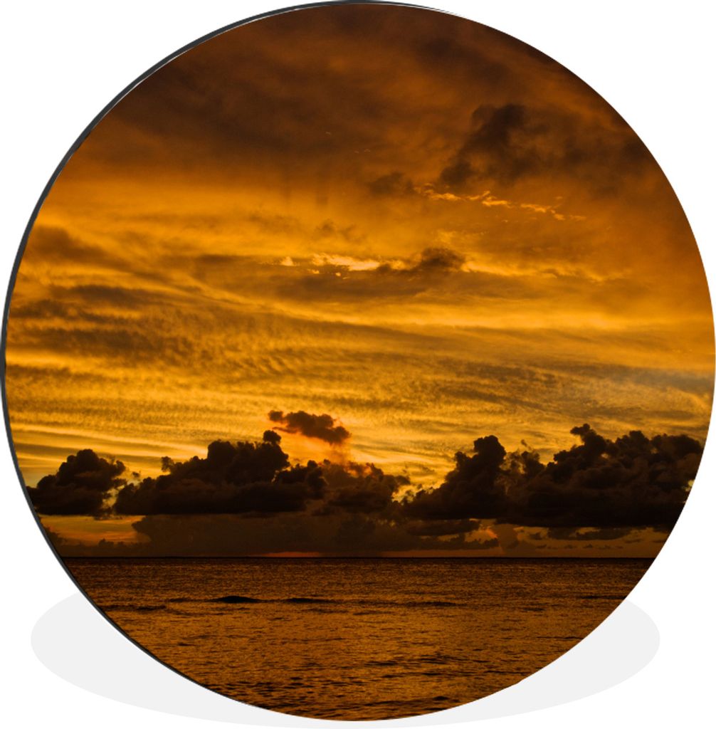 MuchoWow Aluminium Wandkreis Luftaufnahme des Sonnenuntergangs auf der Isla Mujeres Ø 90 cm Wanddeko Modern Wohnzimmer - Mauerkreis - Wandbilder...
