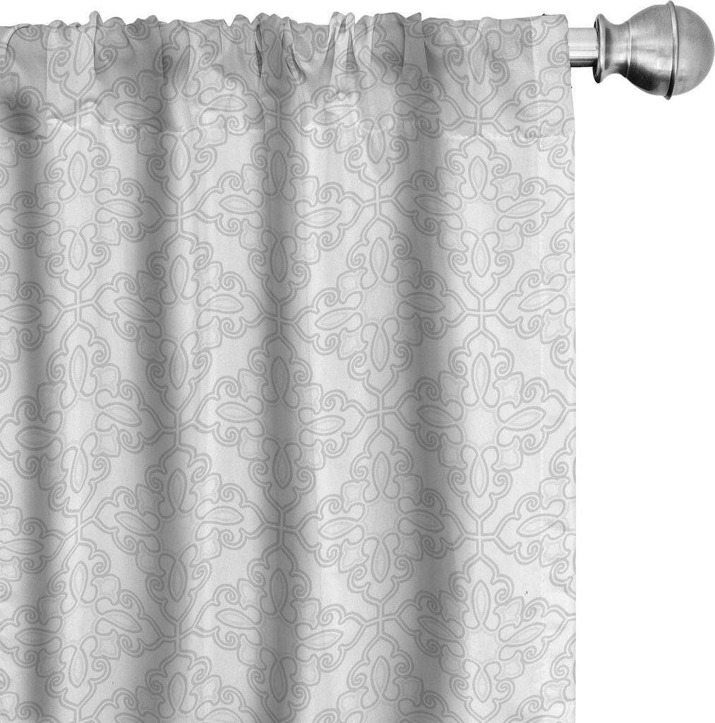 ABAKUHAUS Damast-Grau Vorhänge, Gardinen, Abstrakte geometrische Blumen Lattice in Vintage-Oriental Aufwändige Grafik, 2 Stück 75 x 245 cm, Pale...