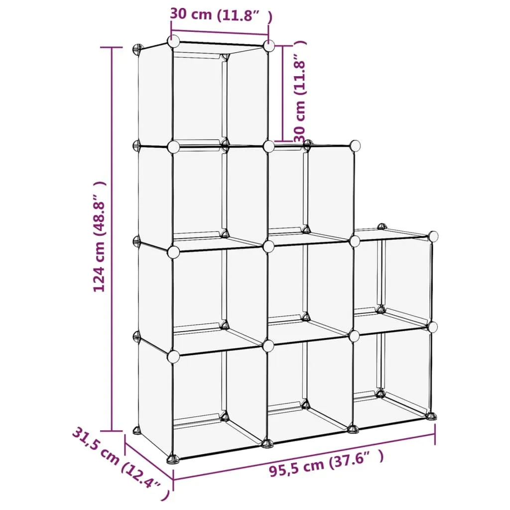 Meuble de rangement 9 cases modulables en plastique PP transparent - 7