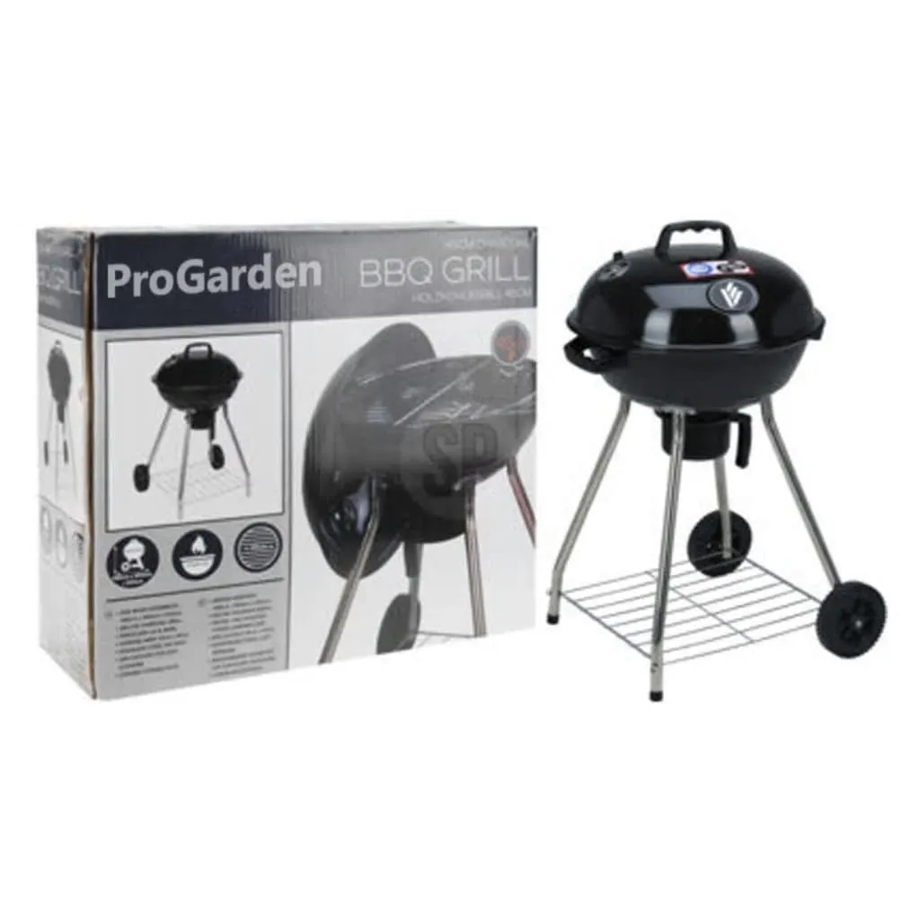 ProGarden Barbecue Charbon sur Roues 47 cm Noir - Modèle Grill Jardin