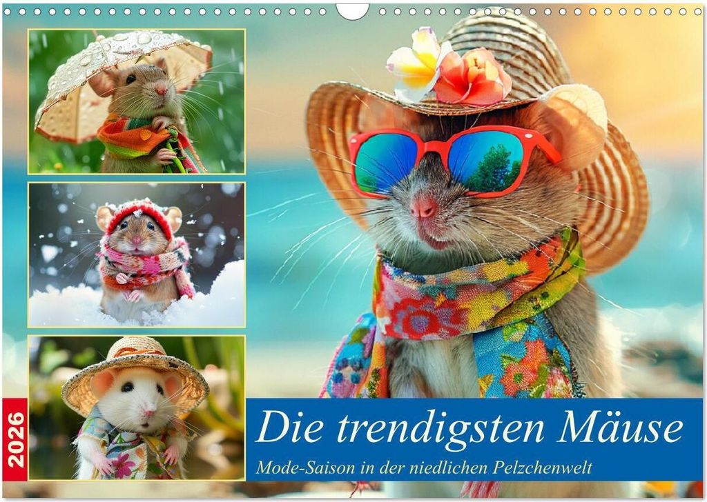 Die trendigsten Mäuse. Mode-Saison in der niedlichen Pelzchenwelt (Wandkalender 2026 DIN A3 quer), CALVENDO Monatskalender