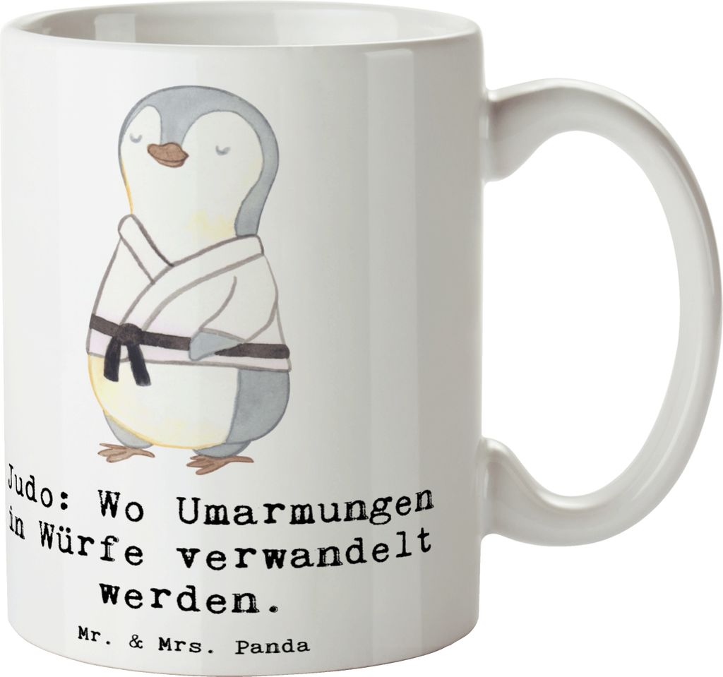 Mr. & Mrs. Panda Tasse Judo Umarmungen - Weiß - Geschenk, Sportler, Geschenke, Keramiktasse, Kaffeetasse, Teamsport, Mut, Pott, Sport, Kaffeebeche...