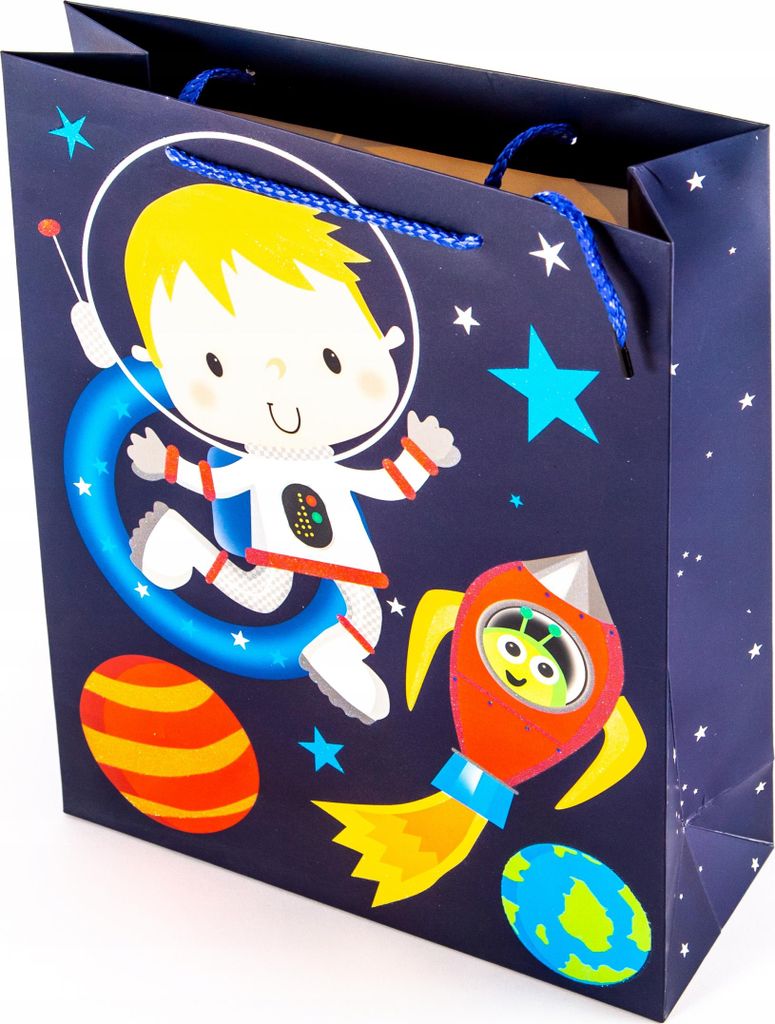 Geschenktüte Weltraum Motiv 26x32x10 cm - Kosmos Verpackung für Kinder Auswahl