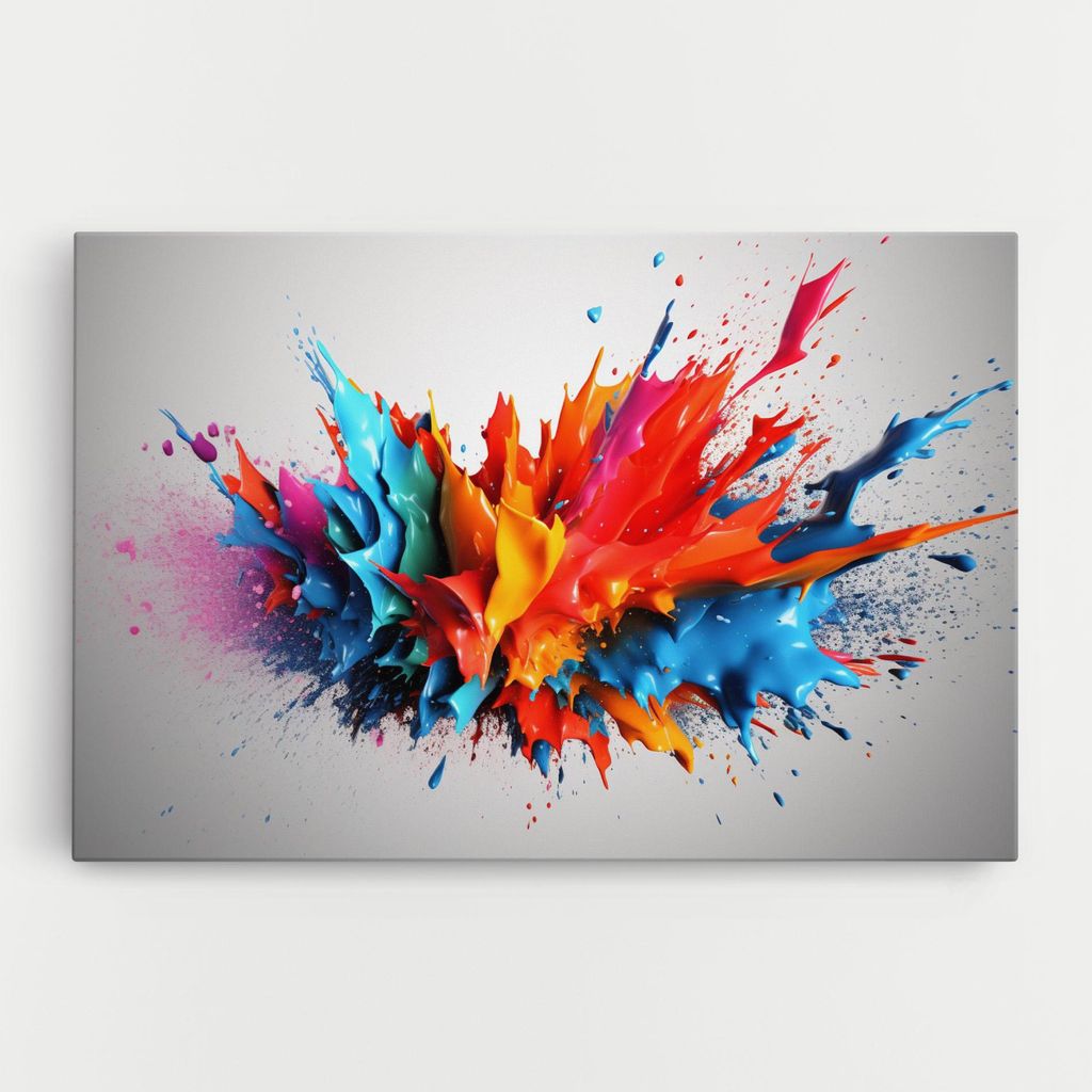 ARTHUB Leinwandbild 30x40 cm, Red Yellow Splash | Wohnzimmerdekoration, Hängende Bilder, Wanddekoration, Heimdekoration, Abstrakte, Lebendige Fa...
