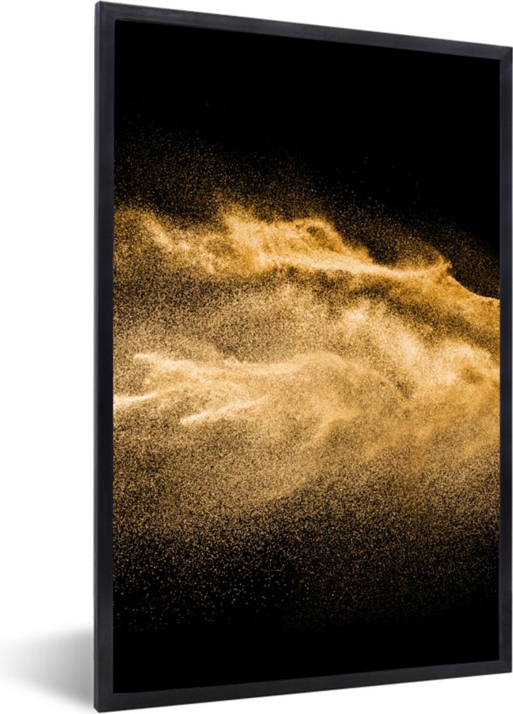 MuchoWow Gerahmtes Poster Sand - Gold - Schwarz - Luxus - Kunst 20x30 cm - Poster mit Schwarzem Bilderrahmen Wandposter Rahmen Foto Bilder - Druc...