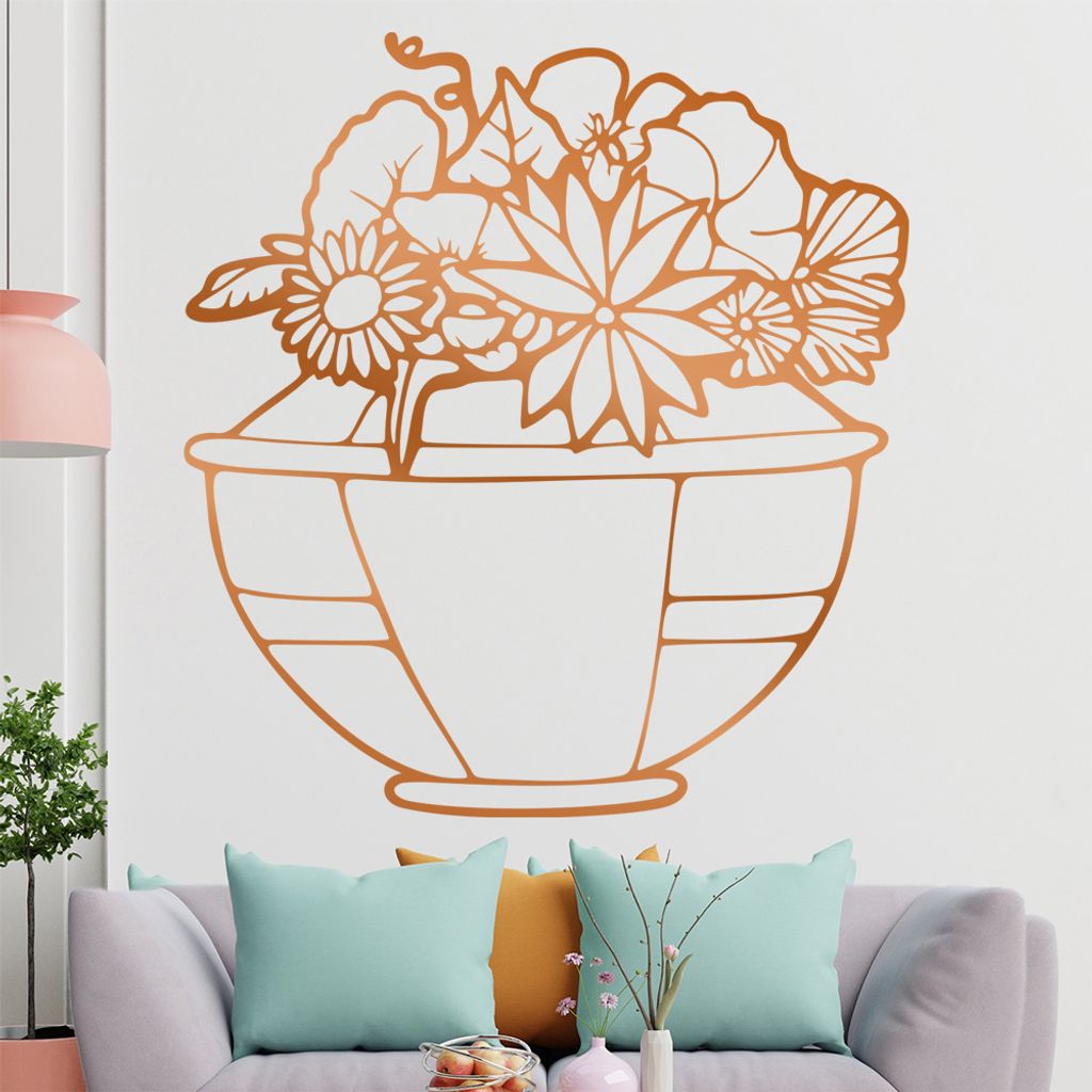 Blumen - Vase - Blumenstrauß Wandtattoo in 6 Größen - Wandaufkleber Wall Sticker - Dekoration, Küche, Wohnzimmer, Schlafzimmer, Badezimmer