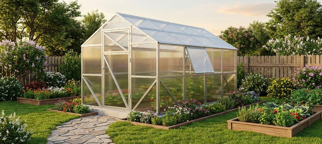 Gewächshaus aus Polycarbonat von Garten Dream "Victoria Mini" 2,5x8m mit 10mm Polycarbonat