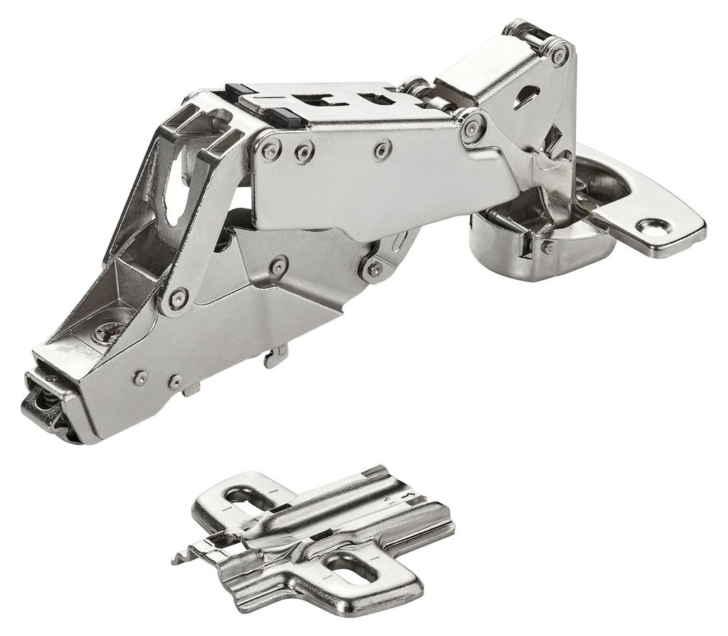 Hettich Topfband Sensys 8657i T52 Mittelanschlag 165° – Null-Einsprung, Montageplatte D 1,5