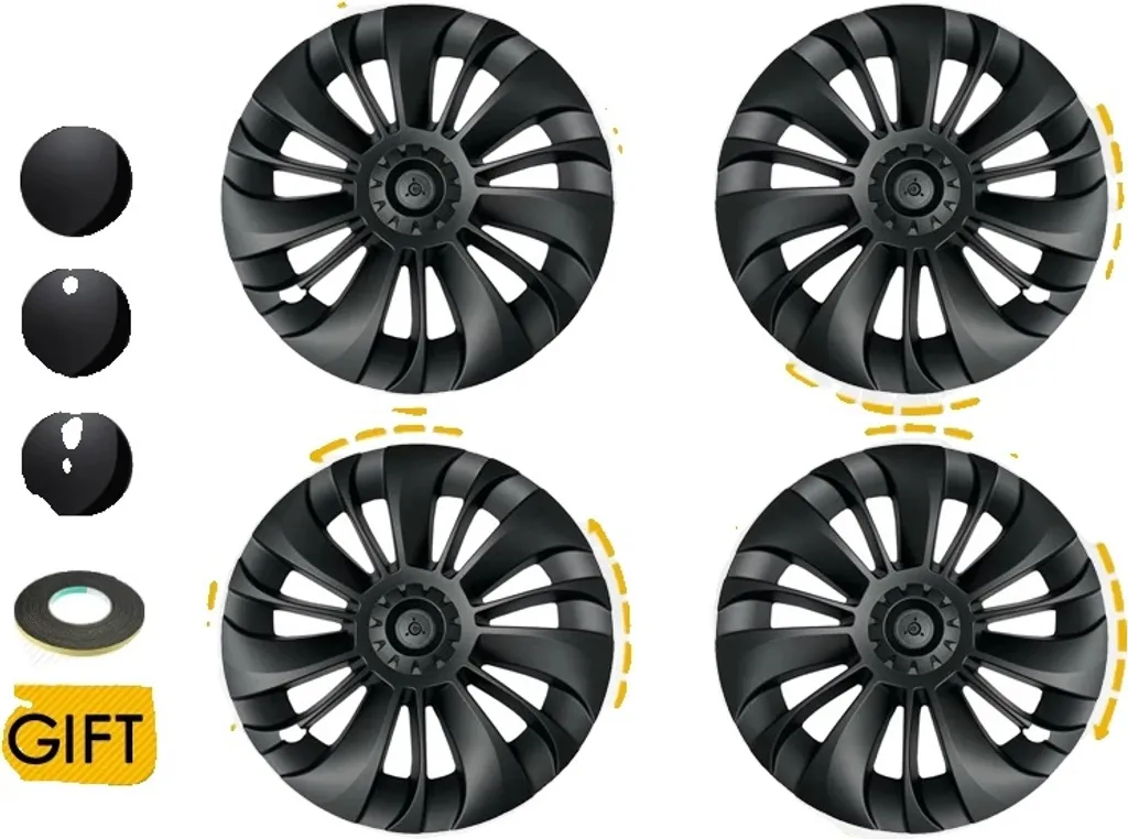 Enjoliveur de roue Tesla Model Y noir mat - Set de 4 cache-moyeux LR