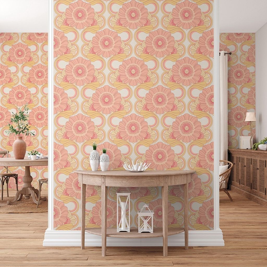 Tapete Lenni Blumen M1-No.10902 Vlies Gelb Rosa Tadessi 8.50 m x 0.53 m