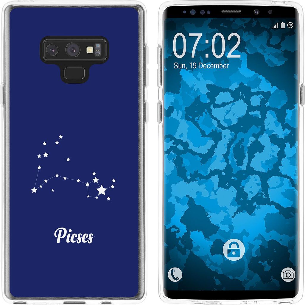 PhoneNatic Case kompatibel mit Samsung Galaxy Note 9 Silikon-Hülle SternzeichenPisces M1
