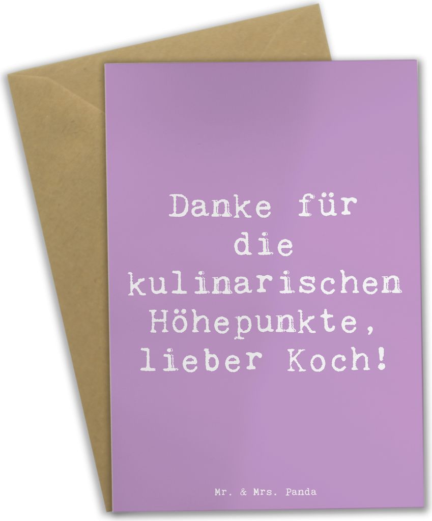 Mr. & Mrs. Panda Grußkarte Spruch Koch Dankeschön - Lavendeltraum - Geschenk, Gestalten, Wertschätzung, Beileidskarte, Bedanken, Danke sagen, k...