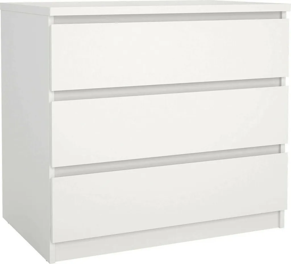 Commode Artic 3 Tiroirs Blanc 77x50x70h cm - Meuble de Rangement Design