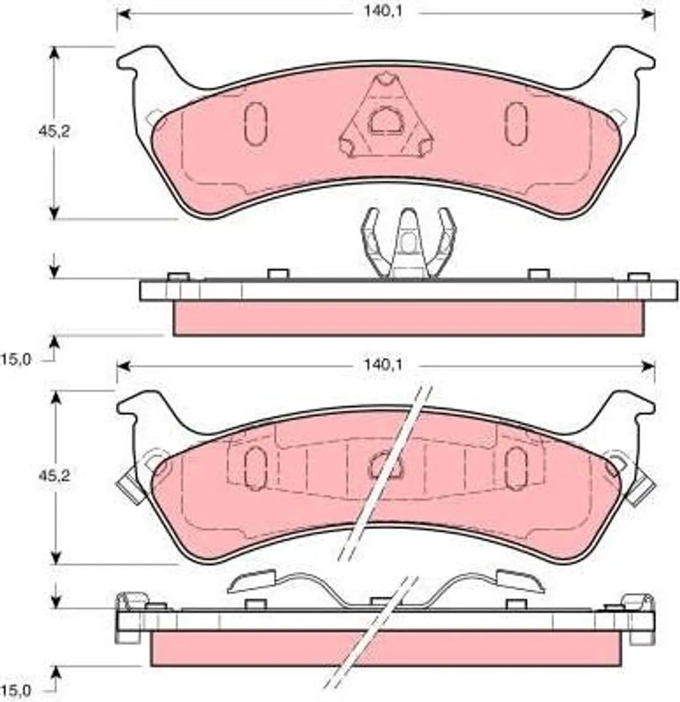 Plaquettes TRW GDB1238 haute performance - Freinage OE 4762101 Cherokee