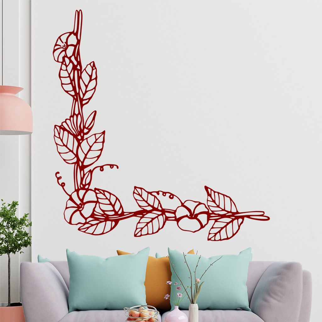Blumen - Ranken Wandtattoo in 6 Größen - Wandaufkleber Wall Sticker - Dekoration, Küche, Wohnzimmer, Schlafzimmer, Badezimmer