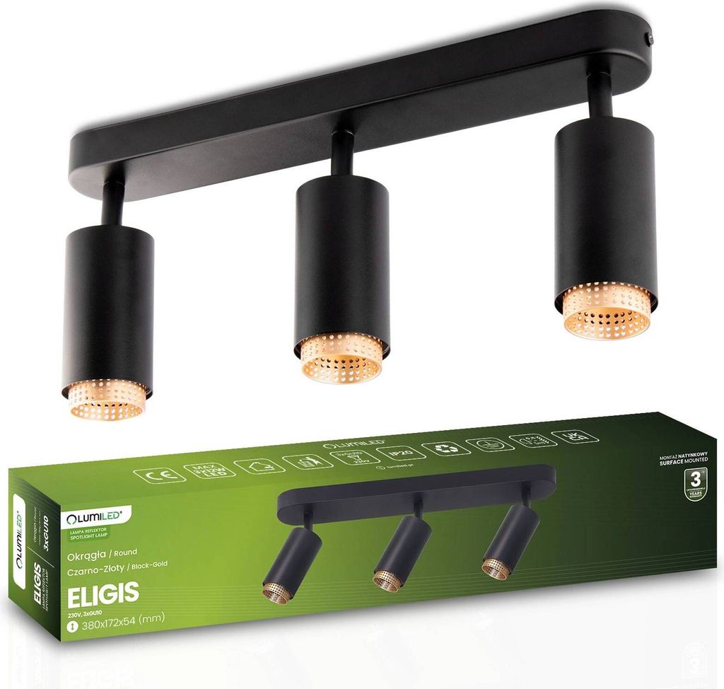 LUMILED Deckenstrahler Deckenspot, 3-flammige Deckenleuchte, 360° dreh- und 90° schwenkbarer Spot , Spotlampe für Decke, 3x GU10 Fassung max.12 ...