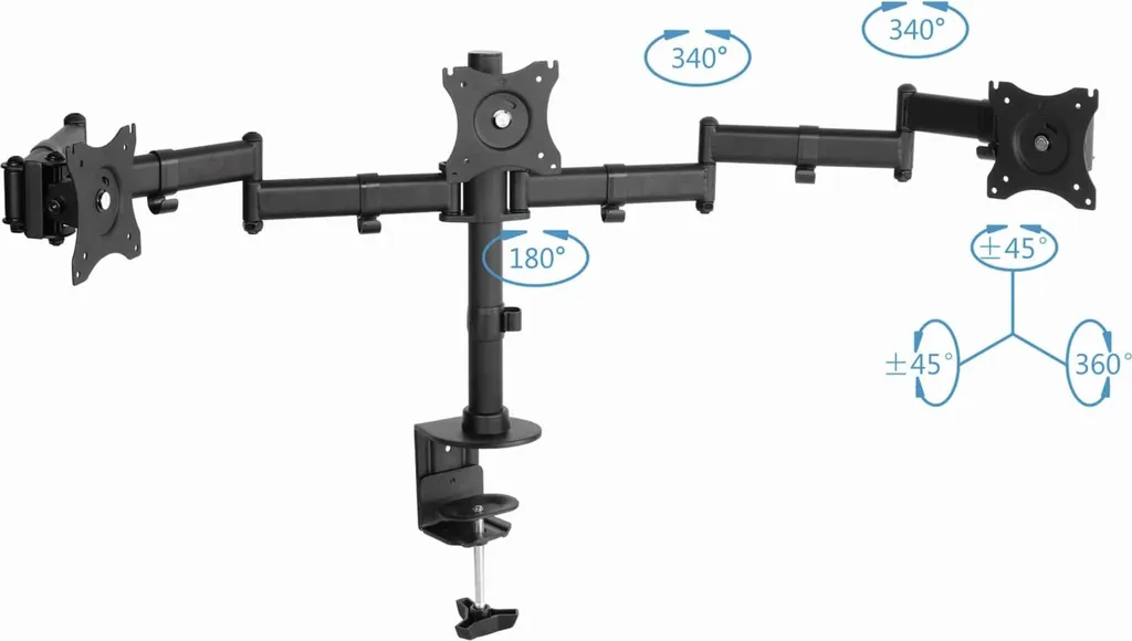 Support de Table pour 3 Écrans - Idéal Télétravail et Multitâche VESA