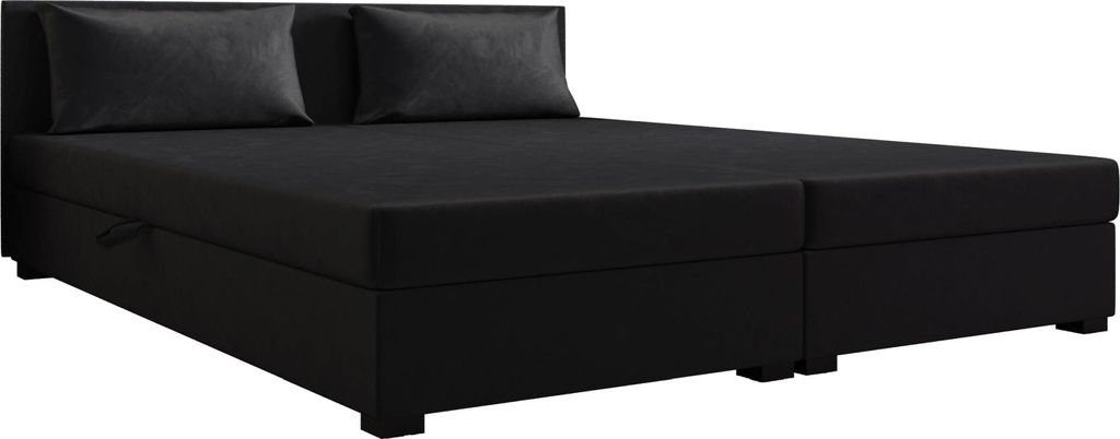 AURA SOFA Boxspringbett ROLAND DOUBLE 160x195 Komplett-Set mit Bonell Matratze, Polsterbett mit Bettkästen - Schwarz, MONOLITH 97