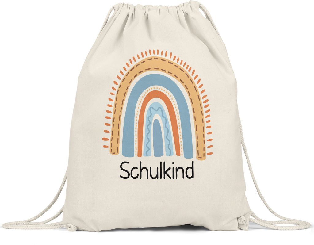 Schulkind Turnbeutel Gymsack Einschulungsgeschenk Grundschule 1. Klasse Schulstart Regenbogen Motiv