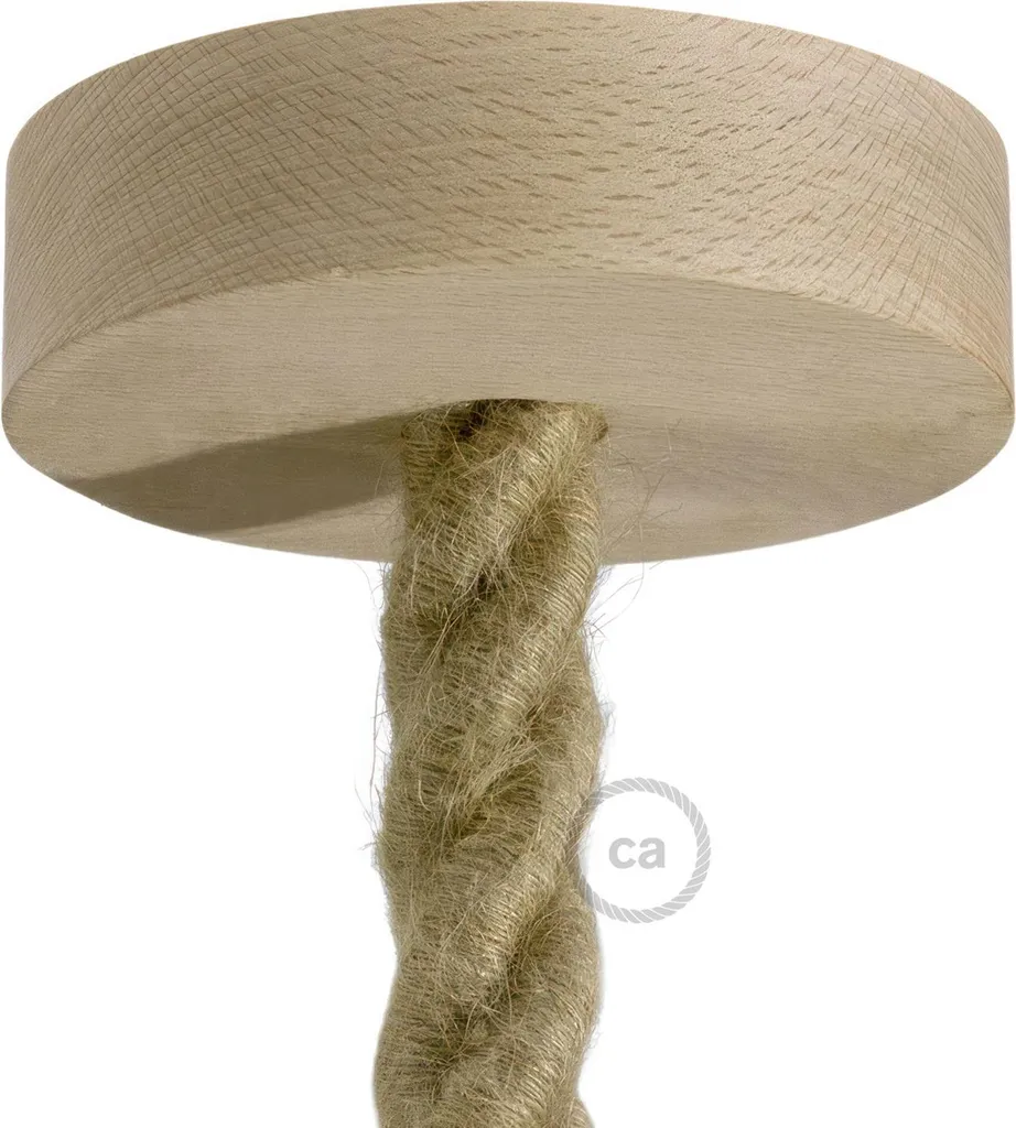 Fixation Plafond pour Cordon Épais 2XL - Rosace Bois Finition Neutre