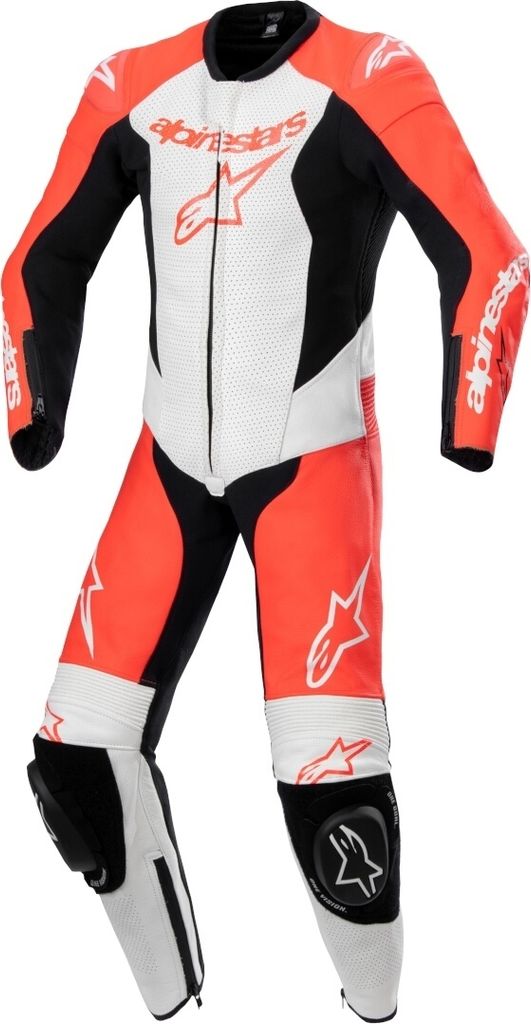 Alpinestars GP Plus V2 Jugend 1-Teiler Lederkombi, schwarz/weiß/neon-rot, 130