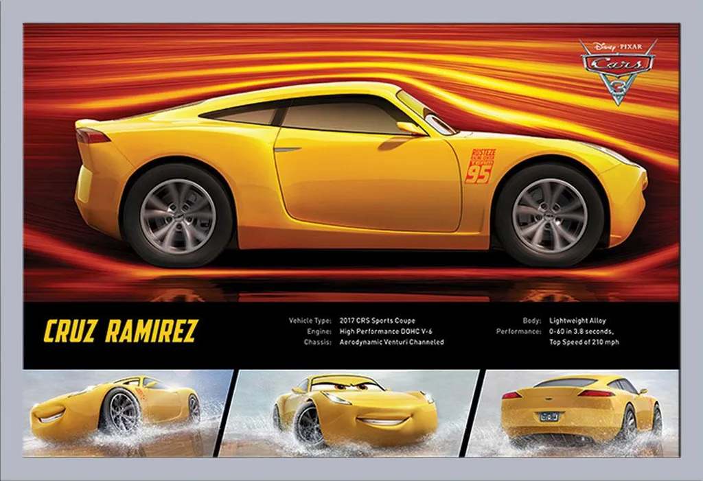 Poster Cars 3 Cruz Ramirez con Cornice Shinsuke Argento - Offerta Kids